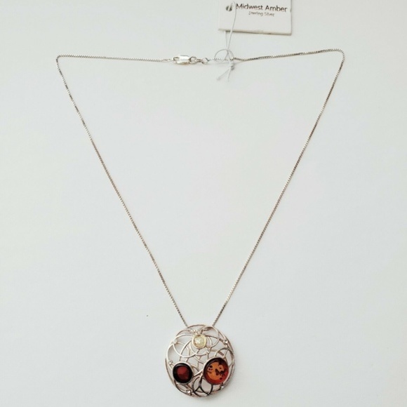 Handmade Baltic Amber Teardrop Pendant Sterling Silver from  Midwest Amber Sterling Silver Pendant Necklace